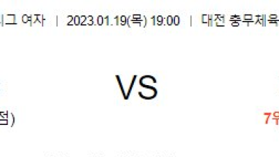 2023/ 01/ 19 (목) 19 :00 대전KGC VS 페퍼저축 V-리그 여자 분석